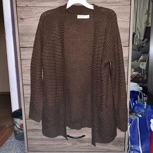 Mocha Brown faded glory knit cardigan which two pockets